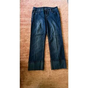 The Blues Dark Wash Wide Leg Cuffed Jeans Size 14 Stretch Denim